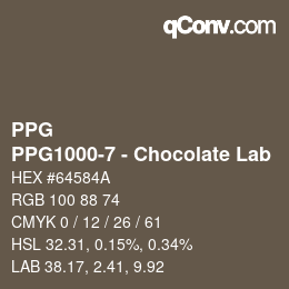 Código de color: PPG - PPG1000-7 - Chocolate Lab | qconv.com