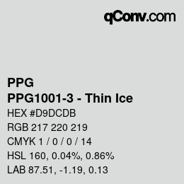 カラーコード: PPG - PPG1001-3 - Thin Ice | qconv.com