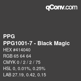 カラーコード: PPG - PPG1001-7 - Black Magic | qconv.com
