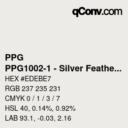 カラーコード: PPG - PPG1002-1 - Silver Feather | qconv.com