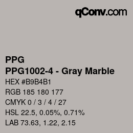 カラーコード: PPG - PPG1002-4 - Gray Marble | qconv.com