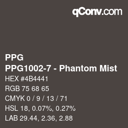 カラーコード: PPG - PPG1002-7 - Phantom Mist | qconv.com