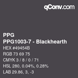 カラーコード: PPG - PPG1003-7 - Blackhearth | qconv.com