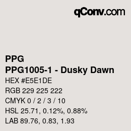 カラーコード: PPG - PPG1005-1 - Dusky Dawn | qconv.com