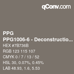 Farbcode: PPG - PPG1006-6 - Deconstruction | qconv.com