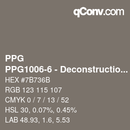 Código de color: PPG - PPG1006-6 - Deconstruction | qconv.com