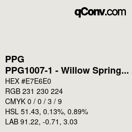 カラーコード: PPG - PPG1007-1 - Willow Springs | qconv.com