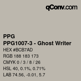 カラーコード: PPG - PPG1007-3 - Ghost Writer | qconv.com