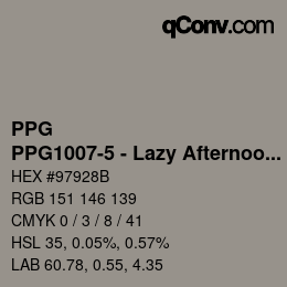 カラーコード: PPG - PPG1007-5 - Lazy Afternoon | qconv.com