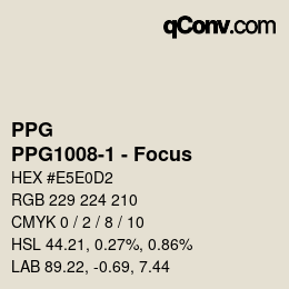 カラーコード: PPG - PPG1008-1 - Focus | qconv.com