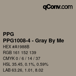 カラーコード: PPG - PPG1008-4 - Gray By Me | qconv.com