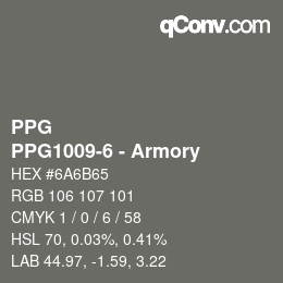 Código de color: PPG - PPG1009-6 - Armory | qconv.com