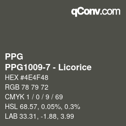 Color code: PPG - PPG1009-7 - Licorice | qconv.com