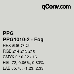 Color code: PPG - PPG1010-2 - Fog | qconv.com