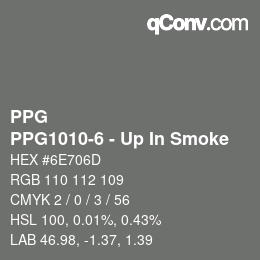 Código de color: PPG - PPG1010-6 - Up In Smoke | qconv.com