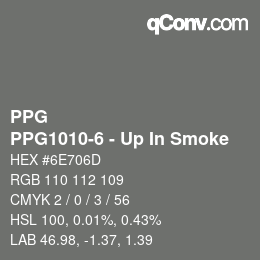 カラーコード: PPG - PPG1010-6 - Up In Smoke | qconv.com