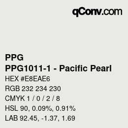 カラーコード: PPG - PPG1011-1 - Pacific Pearl | qconv.com