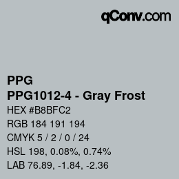 カラーコード: PPG - PPG1012-4 - Gray Frost | qconv.com