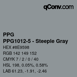Color code: PPG - PPG1012-5 - Steeple Gray | qconv.com