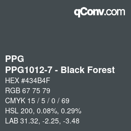 カラーコード: PPG - PPG1012-7 - Black Forest | qconv.com