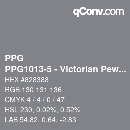 Color code: PPG - PPG1013-5 - Victorian Pewter | qconv.com