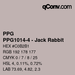 カラーコード: PPG - PPG1014-4 - Jack Rabbit | qconv.com