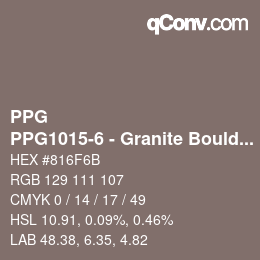 Color code: PPG - PPG1015-6 - Granite Boulder | qconv.com