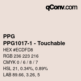 カラーコード: PPG - PPG1017-1 - Touchable | qconv.com