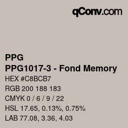 Código de color: PPG - PPG1017-3 - Fond Memory | qconv.com