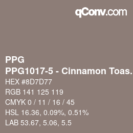 Farbcode: PPG - PPG1017-5 - Cinnamon Toast | qconv.com