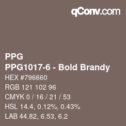 Color code: PPG - PPG1017-6 - Bold Brandy | qconv.com