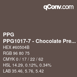 Color code: PPG - PPG1017-7 - Chocolate Pretzel | qconv.com