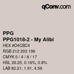 カラーコード: PPG - PPG1018-2 - My Alibi | qconv.com