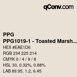Color code: PPG - PPG1019-1 - Toasted Marshmallow | qconv.com