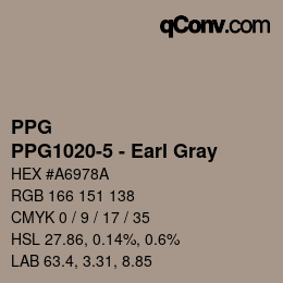 Color code: PPG - PPG1020-5 - Earl Gray | qconv.com