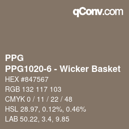 Color code: PPG - PPG1020-6 - Wicker Basket | qconv.com