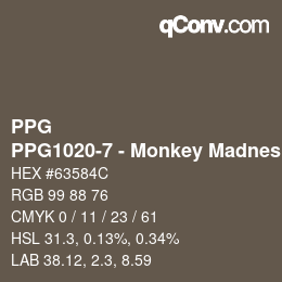 Código de color: PPG - PPG1020-7 - Monkey Madness | qconv.com