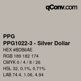 Farbcode: PPG - PPG1022-3 - Silver Dollar | qconv.com