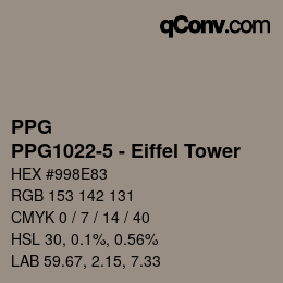 Código de color: PPG - PPG1022-5 - Eiffel Tower | qconv.com