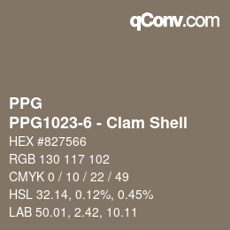 Código de color: PPG - PPG1023-6 - Clam Shell | qconv.com