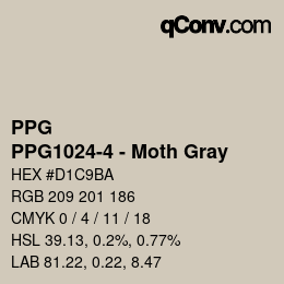 Color code: PPG - PPG1024-4 - Moth Gray | qconv.com
