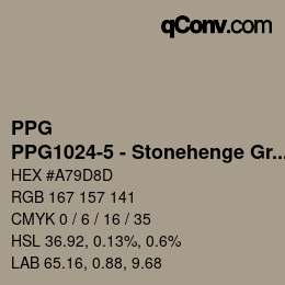 カラーコード: PPG - PPG1024-5 - Stonehenge Greige | qconv.com
