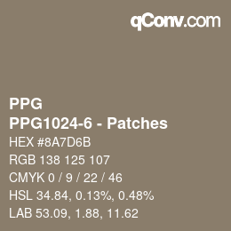 Código de color: PPG - PPG1024-6 - Patches | qconv.com