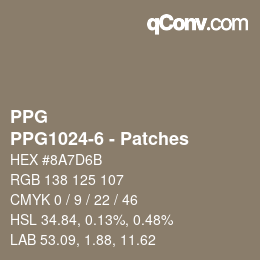 Code couleur: PPG - PPG1024-6 - Patches | qconv.com