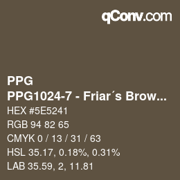 Color code: PPG - PPG1024-7 - Friar´s Brown | qconv.com