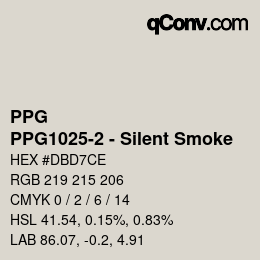 カラーコード: PPG - PPG1025-2 - Silent Smoke | qconv.com