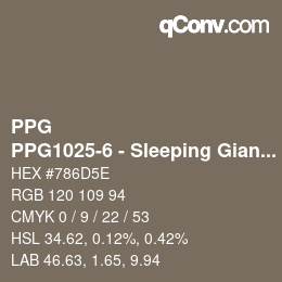 Color code: PPG - PPG1025-6 - Sleeping Giant | qconv.com