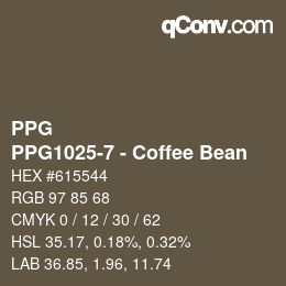 Color code: PPG - PPG1025-7 - Coffee Bean | qconv.com