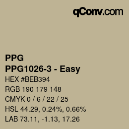 Código de color: PPG - PPG1026-3 - Easy | qconv.com