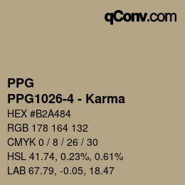 カラーコード: PPG - PPG1026-4 - Karma | qconv.com